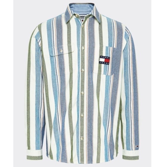 NWOT TOMMY JEANS COTTON STRIPE SHIRT - S - Picture 3 of 13